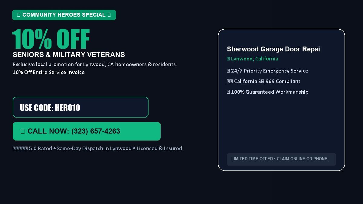 Sherwood Garage Door Repair 10% OFF Seniors & Military Veterans